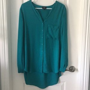 Aqua long tunic blouse